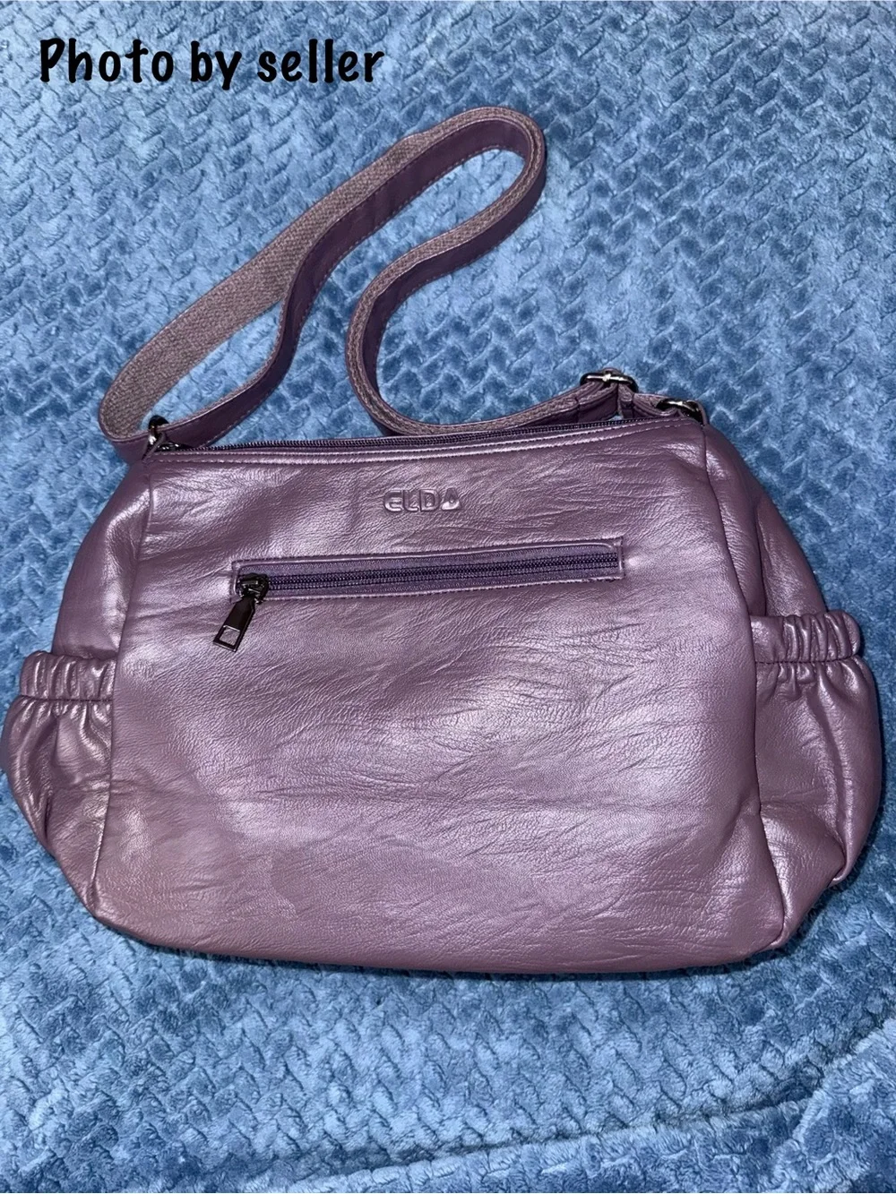 ELDA Purple Faux Leather Multi-Pocket Crossbody Bag Shoulder Purse
